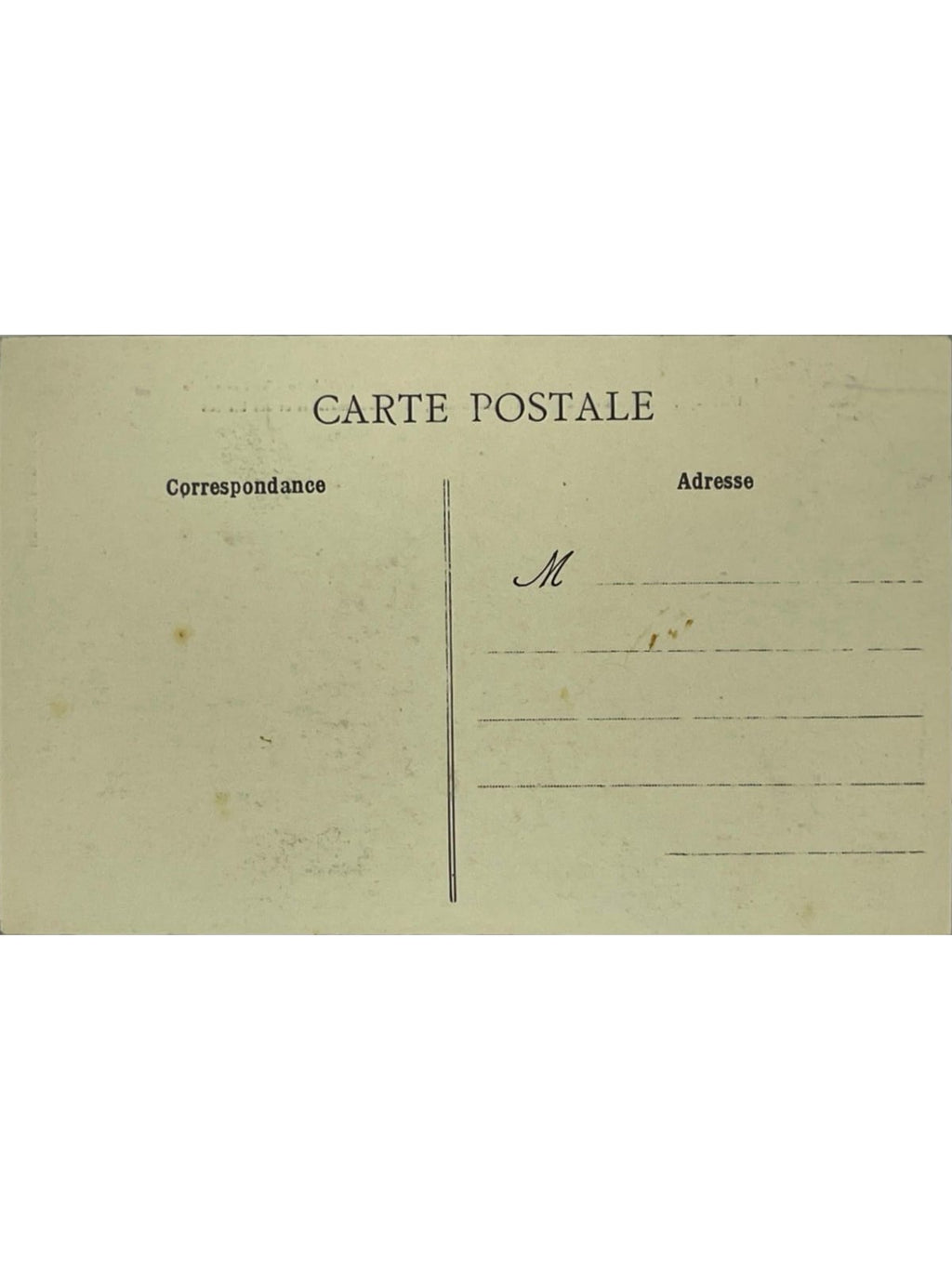 Verso de la carte postale