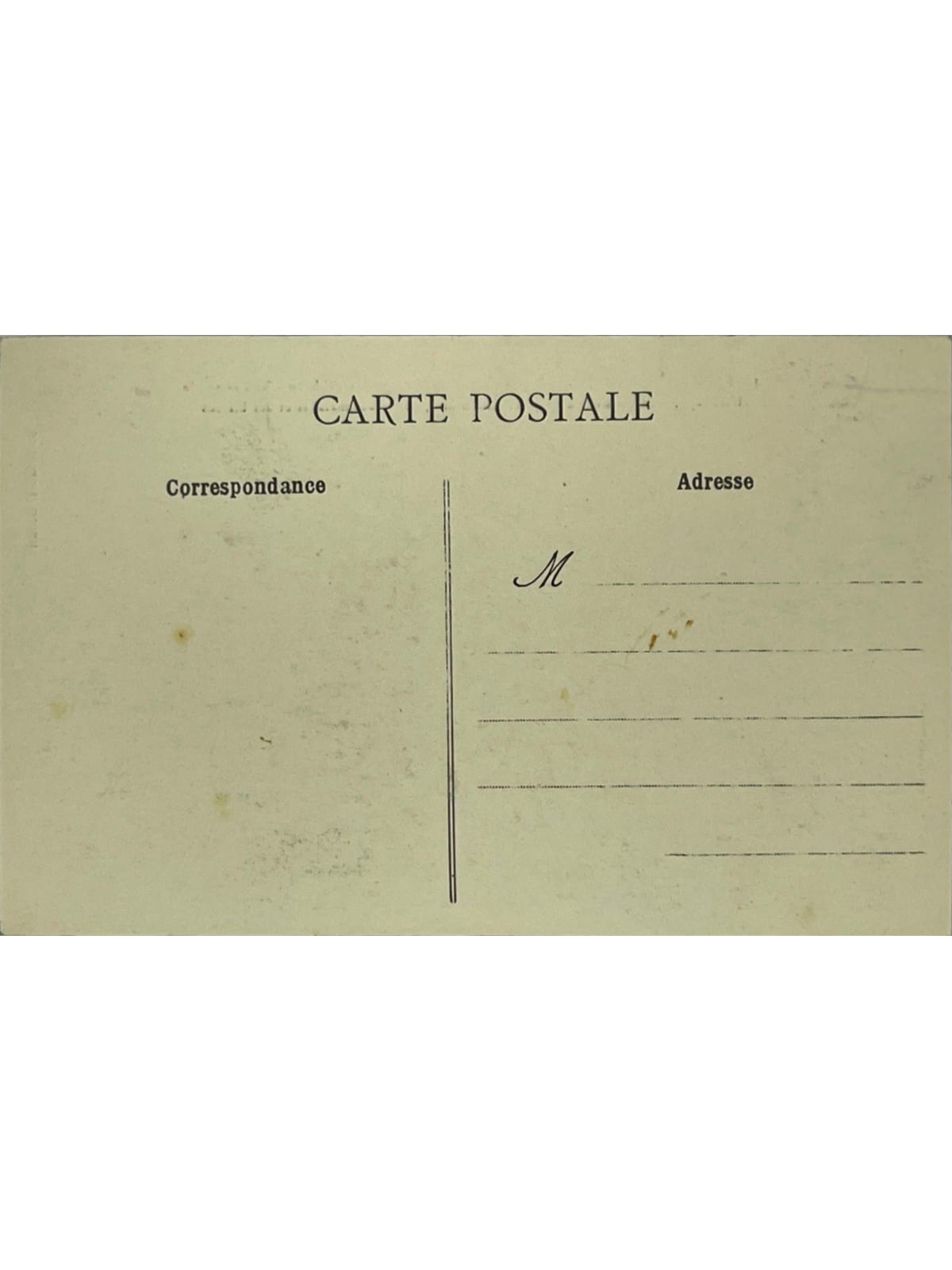 Verso de la carte postale