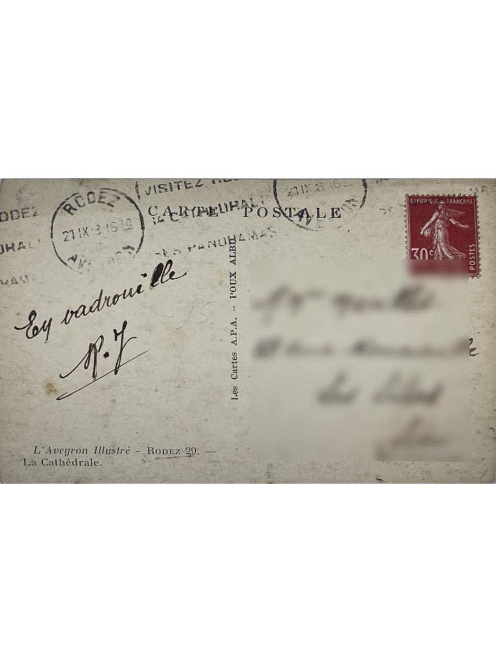 Verso de la carte postale