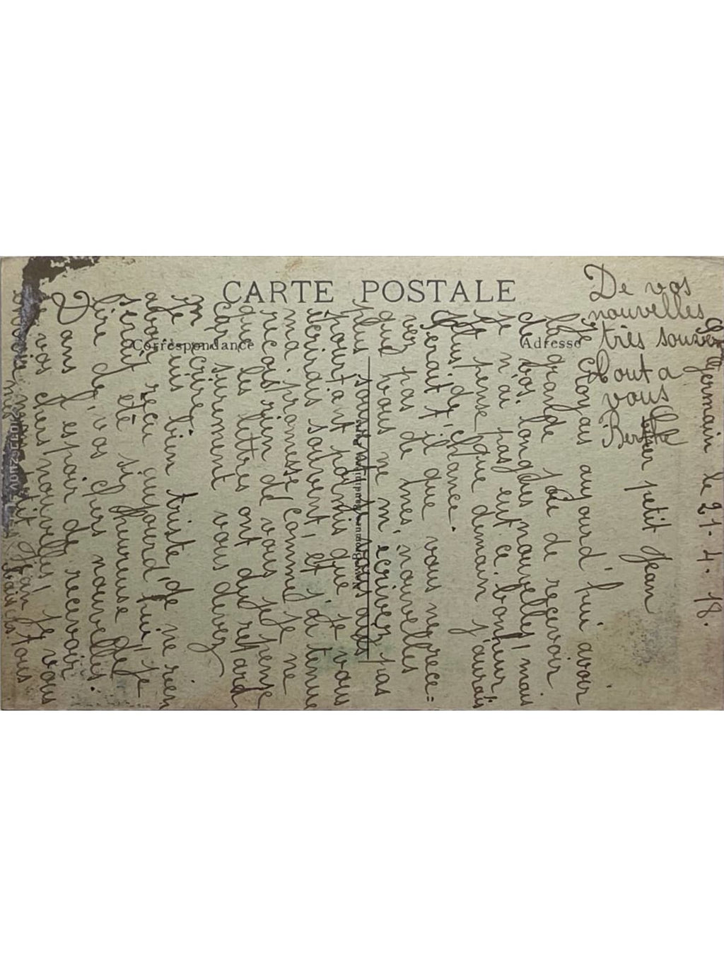 Verso de la carte postale