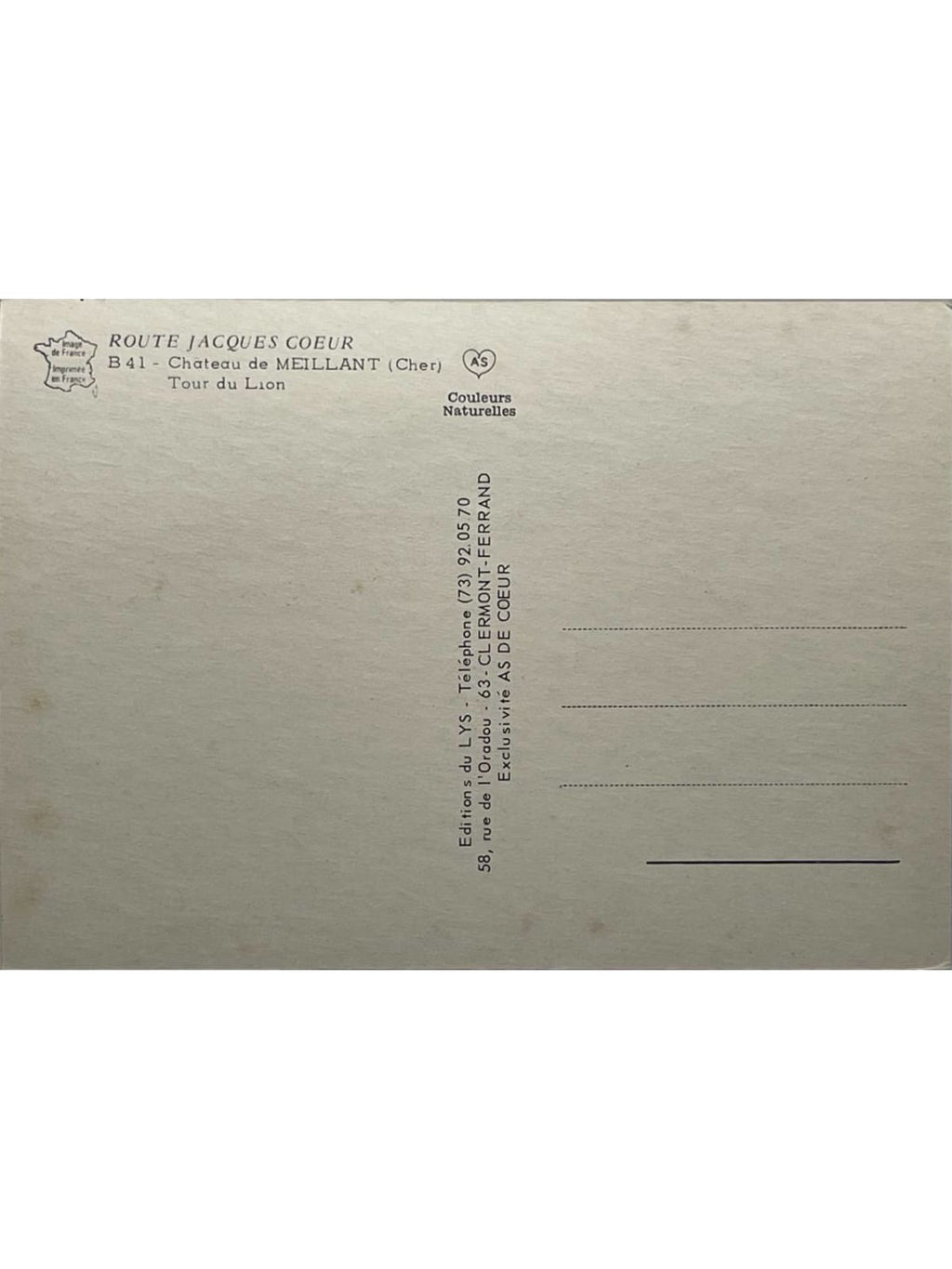 Verso de la carte postale