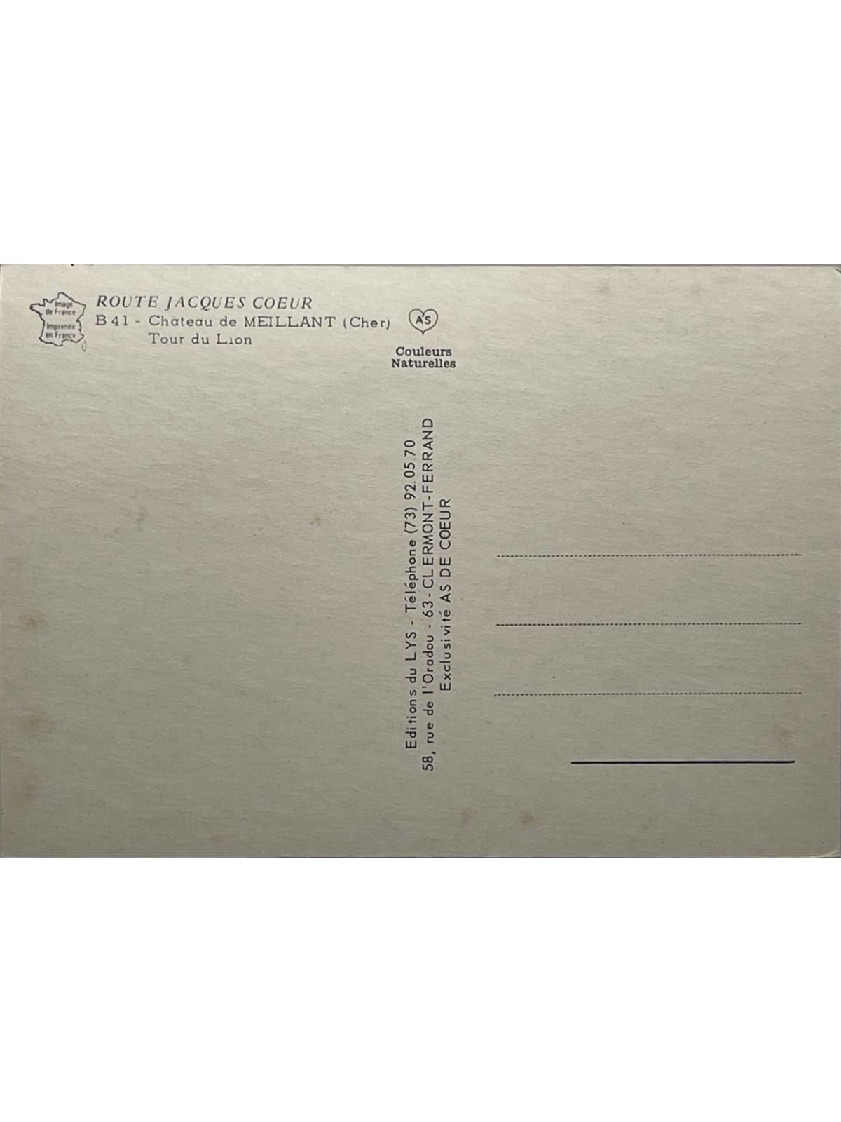 Verso de la carte postale