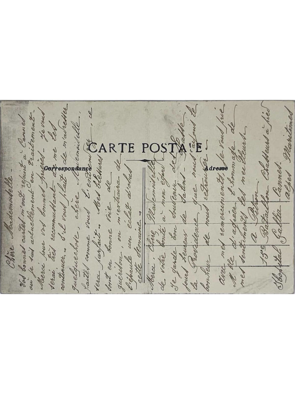 Verso de la carte postale