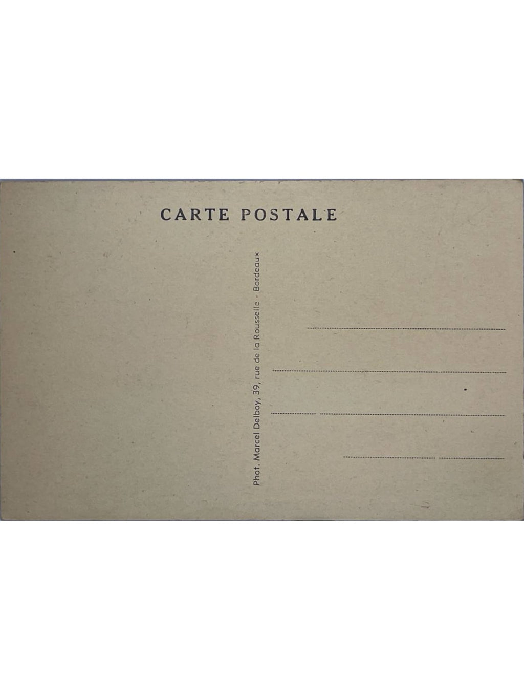 Verso de la carte postale