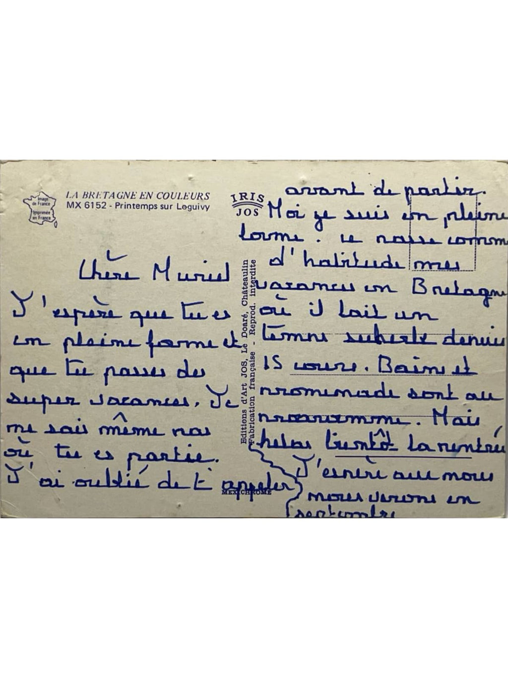 Verso de la carte postale
