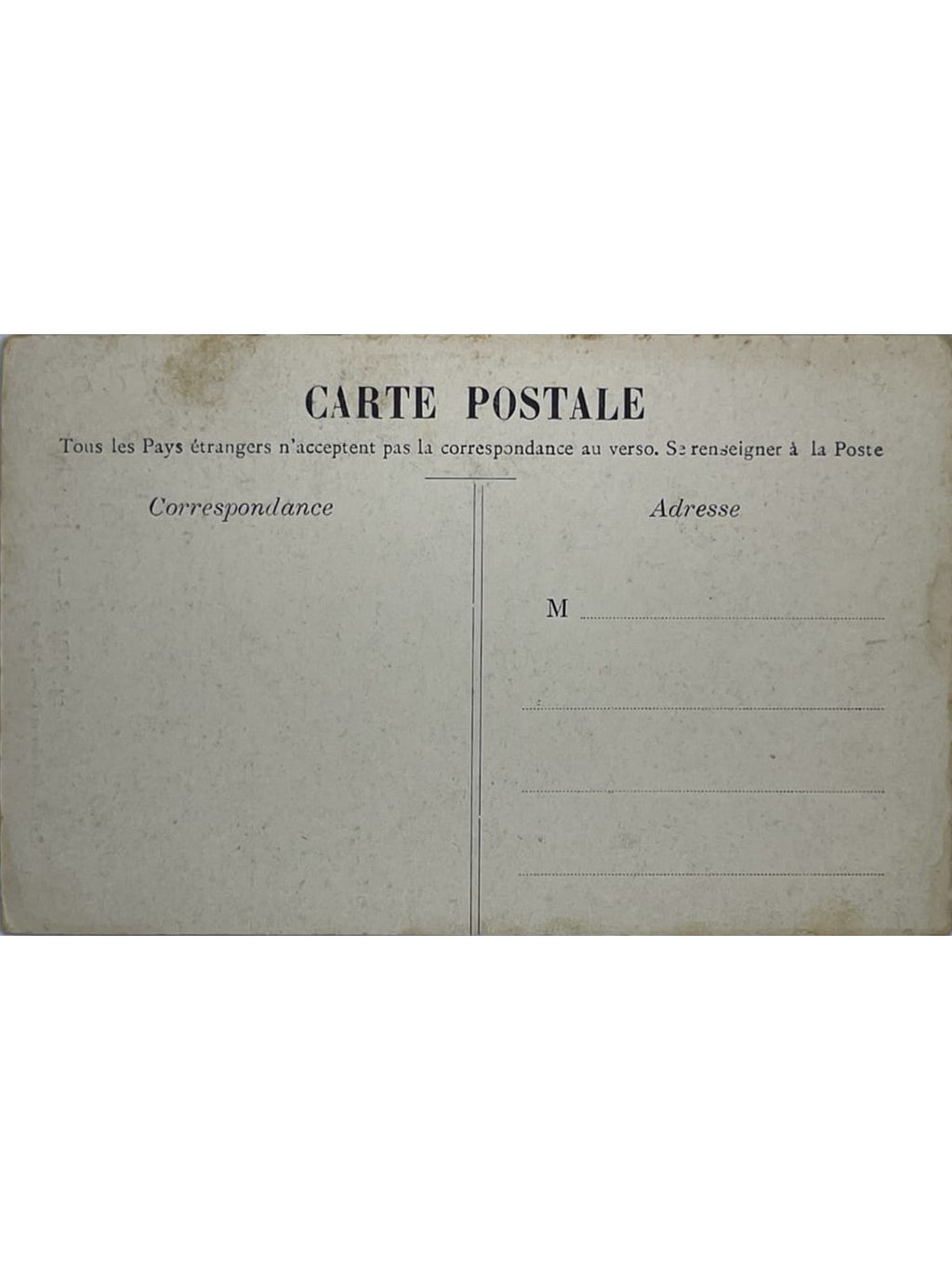 Verso de la carte postale