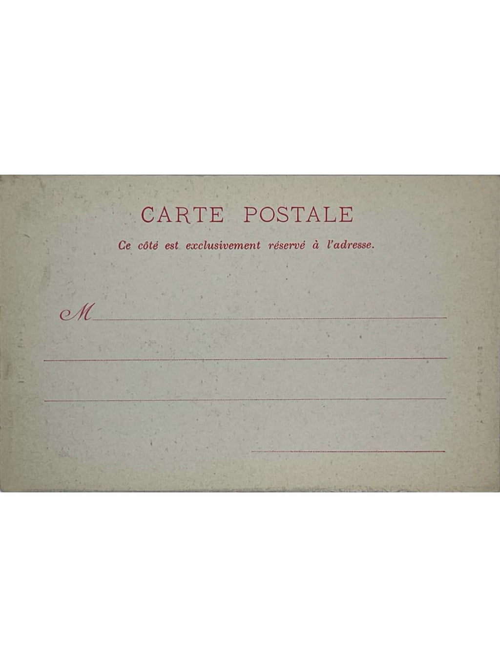 Verso de la carte postale