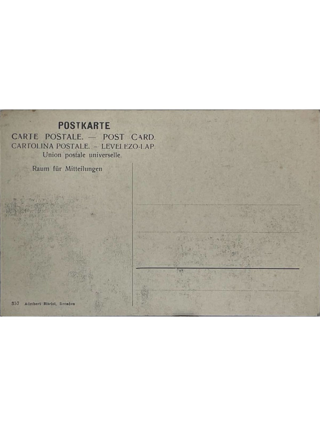 Verso de la carte postale