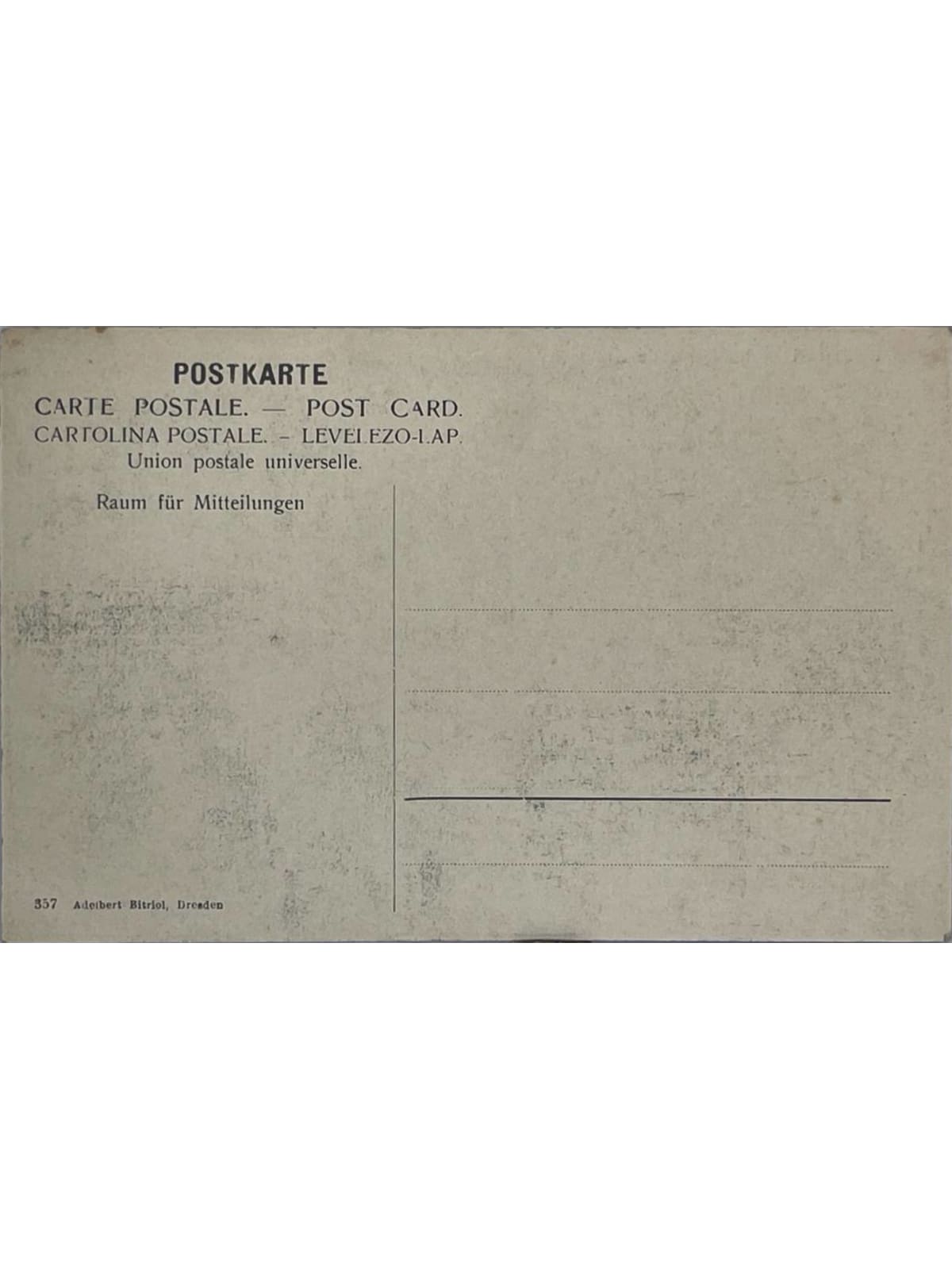 Verso de la carte postale