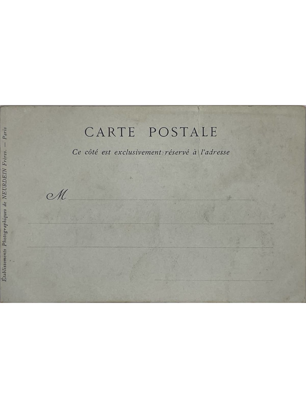 Verso de la carte postale