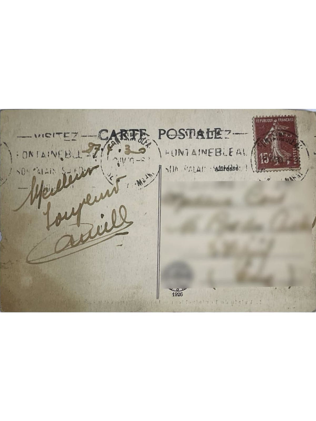 Verso de la carte postale