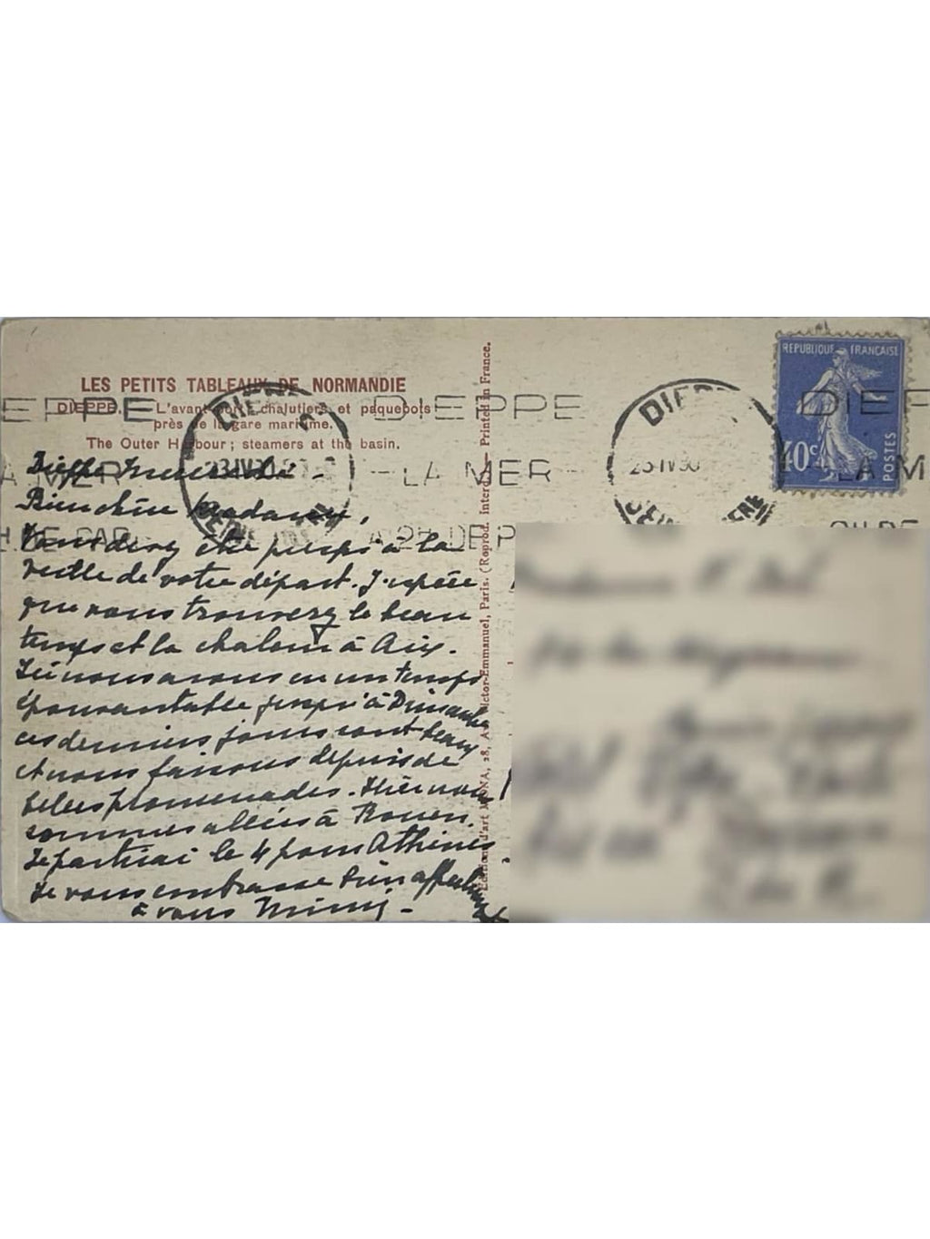 Verso de la carte postale