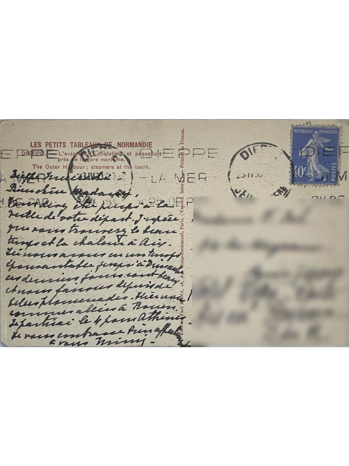 Verso de la carte postale