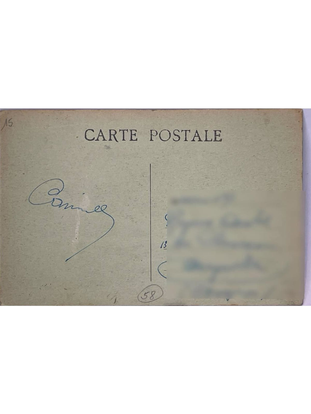 Verso de la carte postale