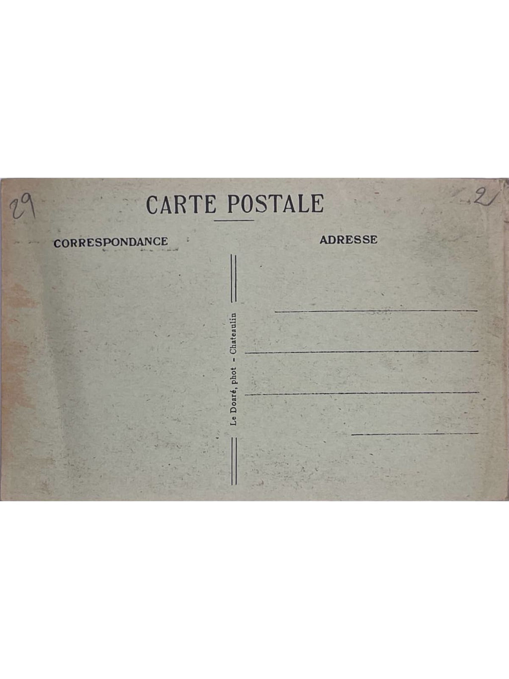 Verso de la carte postale