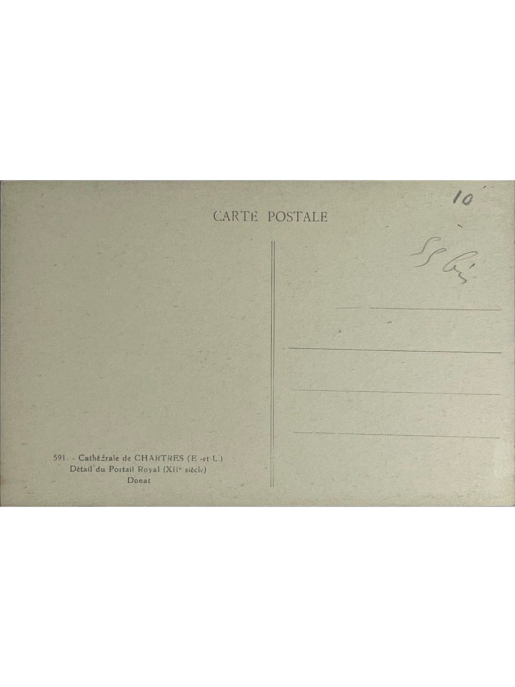 Verso de la carte postale