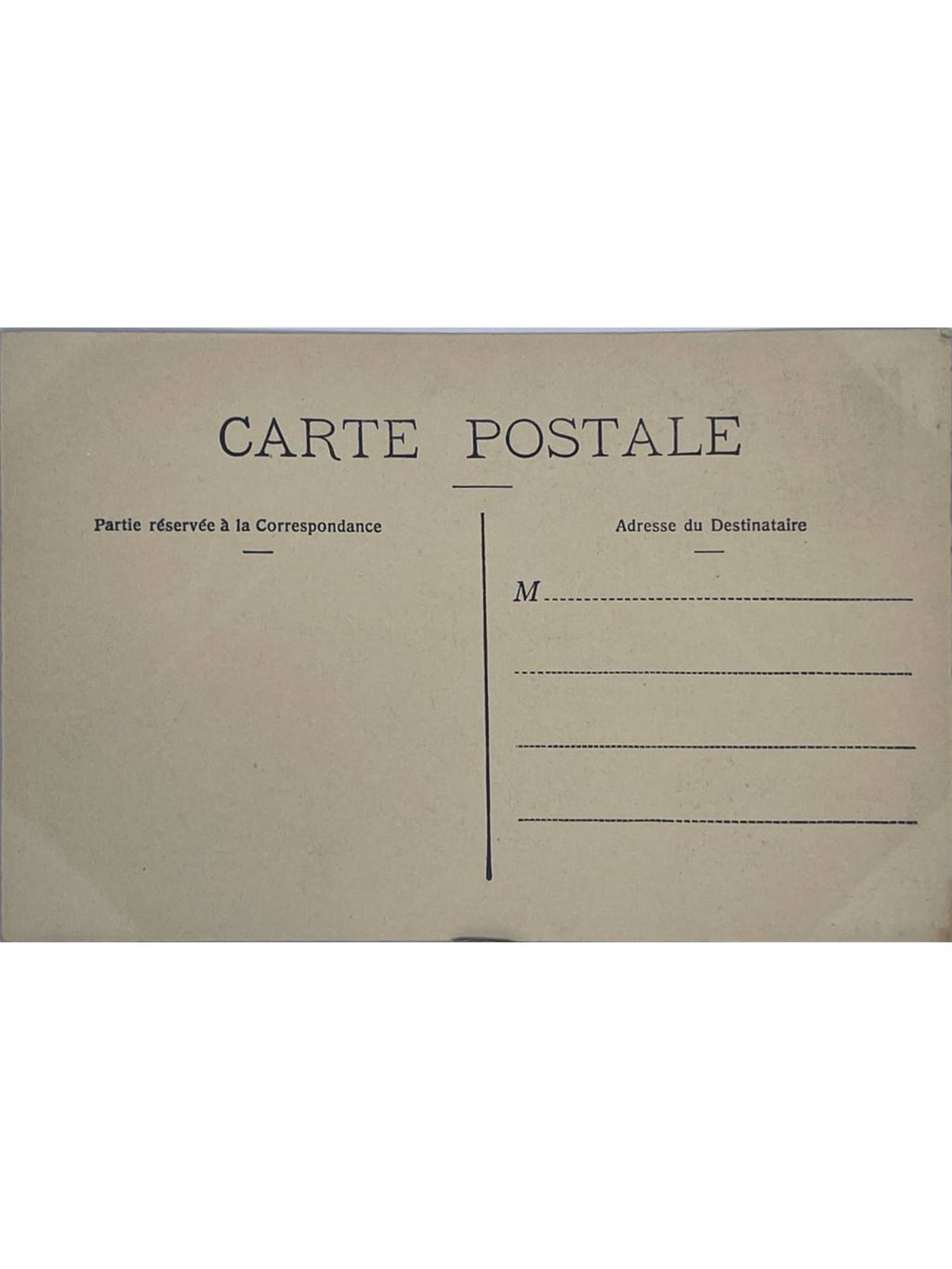Verso de la carte postale