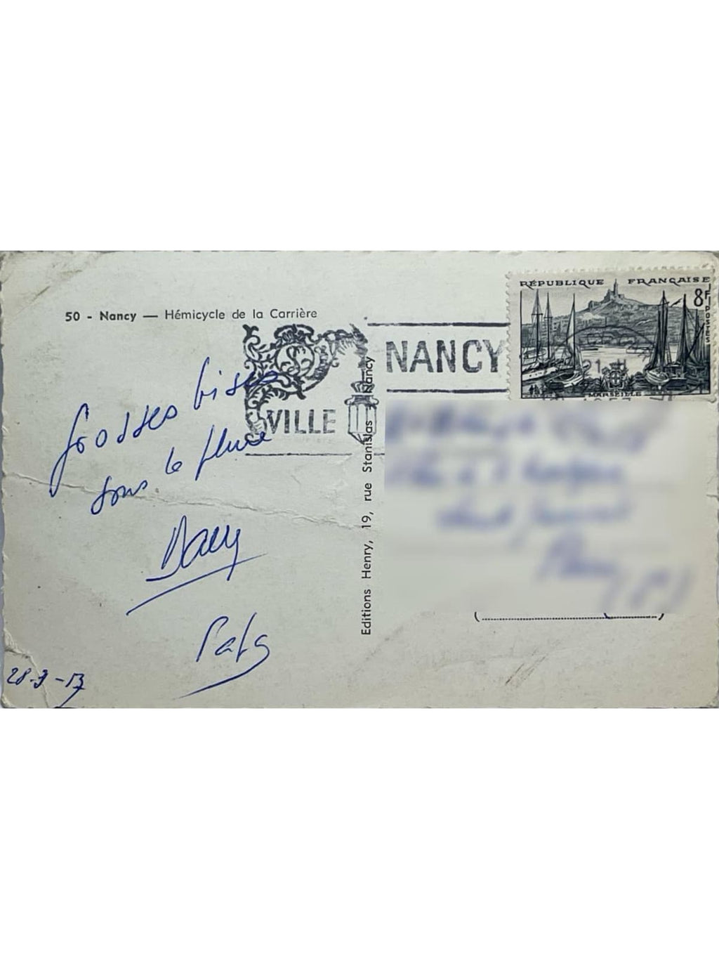 Verso de la carte postale