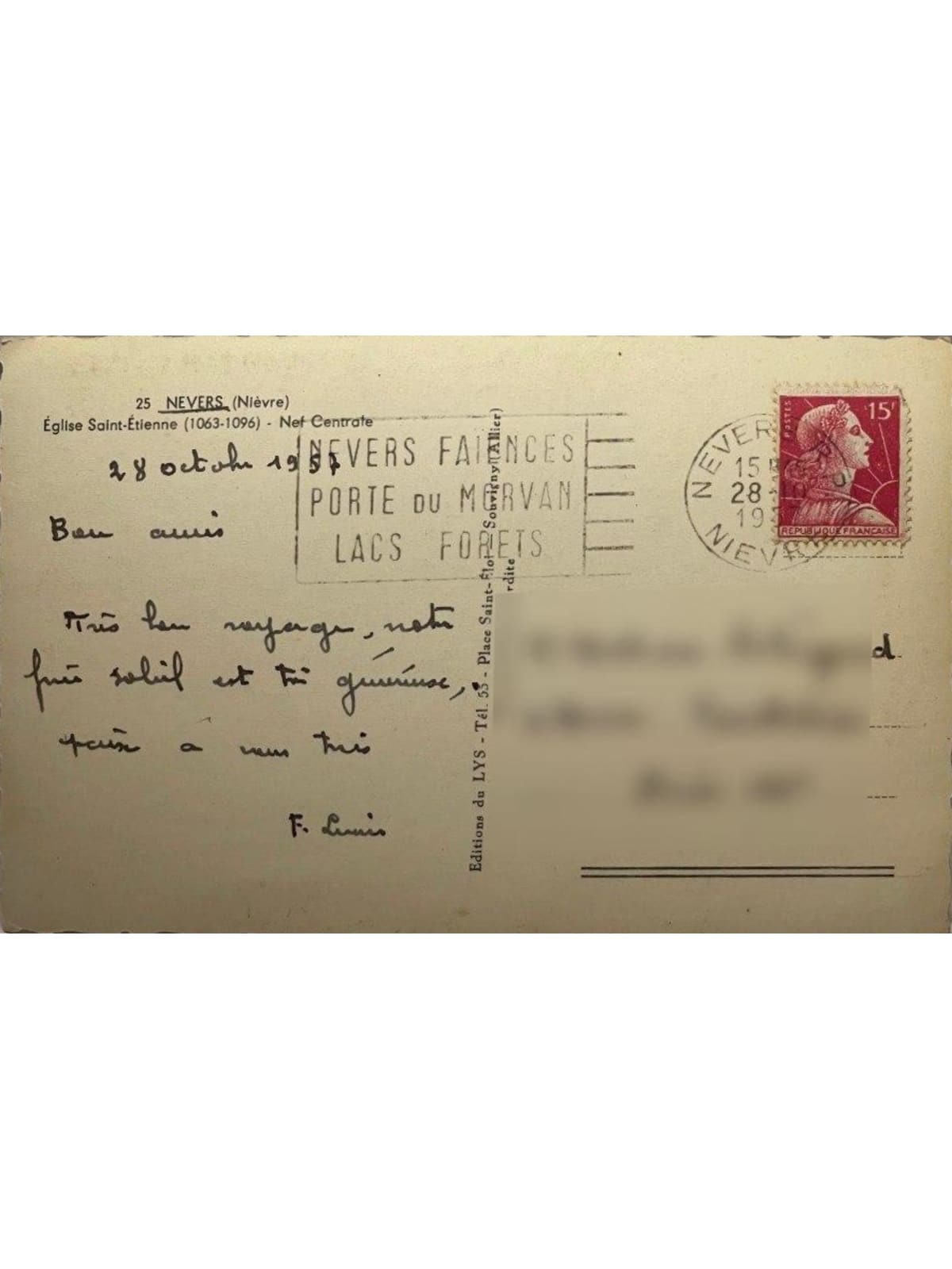 Verso de la carte postale