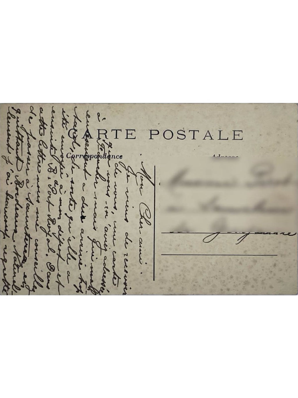 Verso de la carte postale