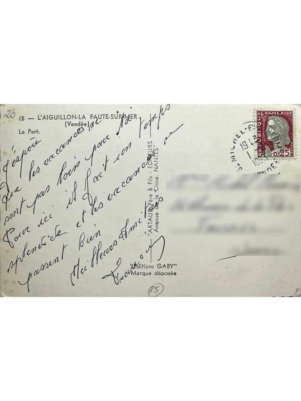 Verso de la carte postale