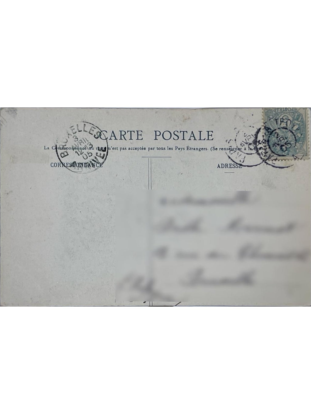 Verso de la carte postale