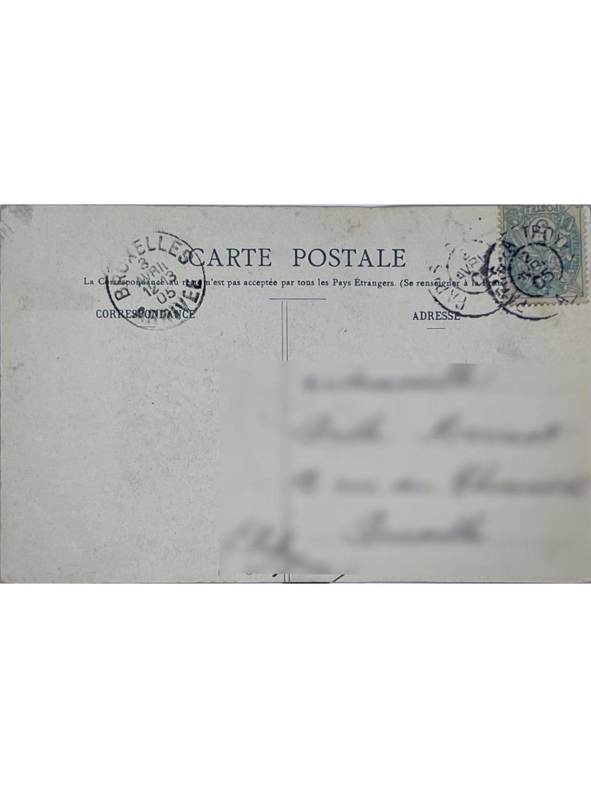Verso de la carte postale