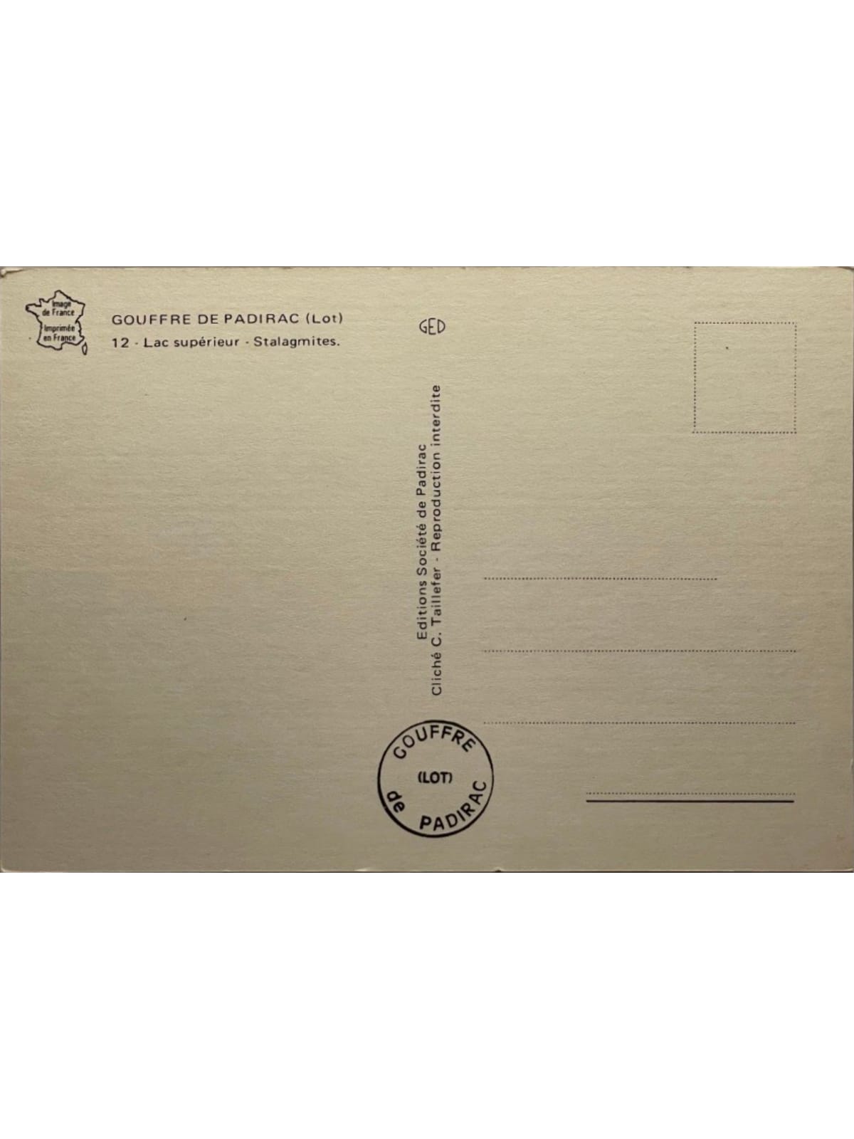 Verso de la carte postale