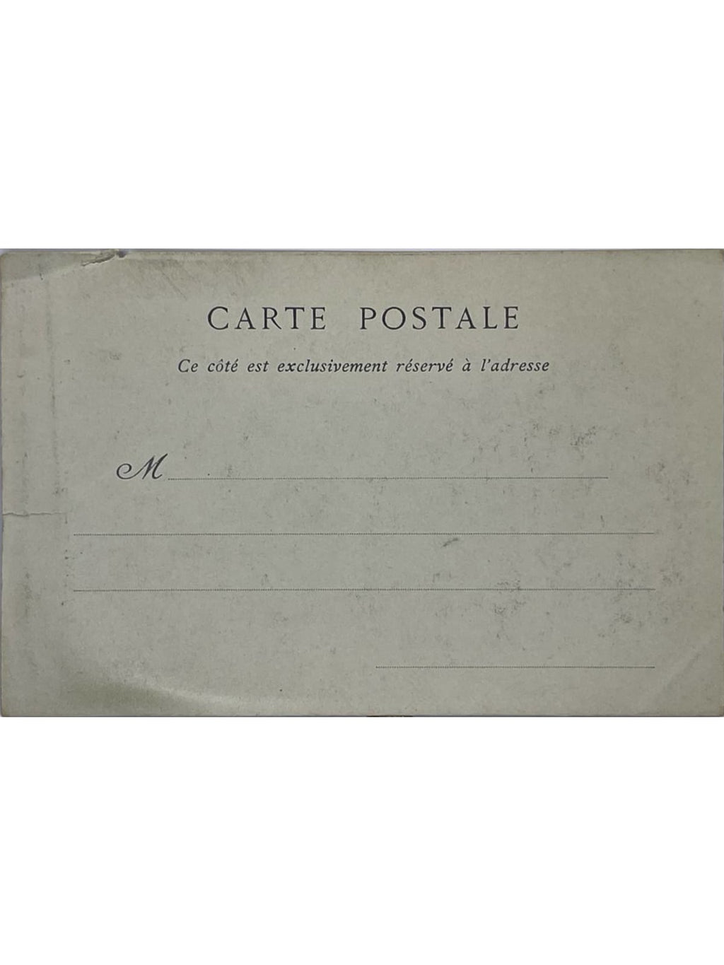 Verso de la carte postale