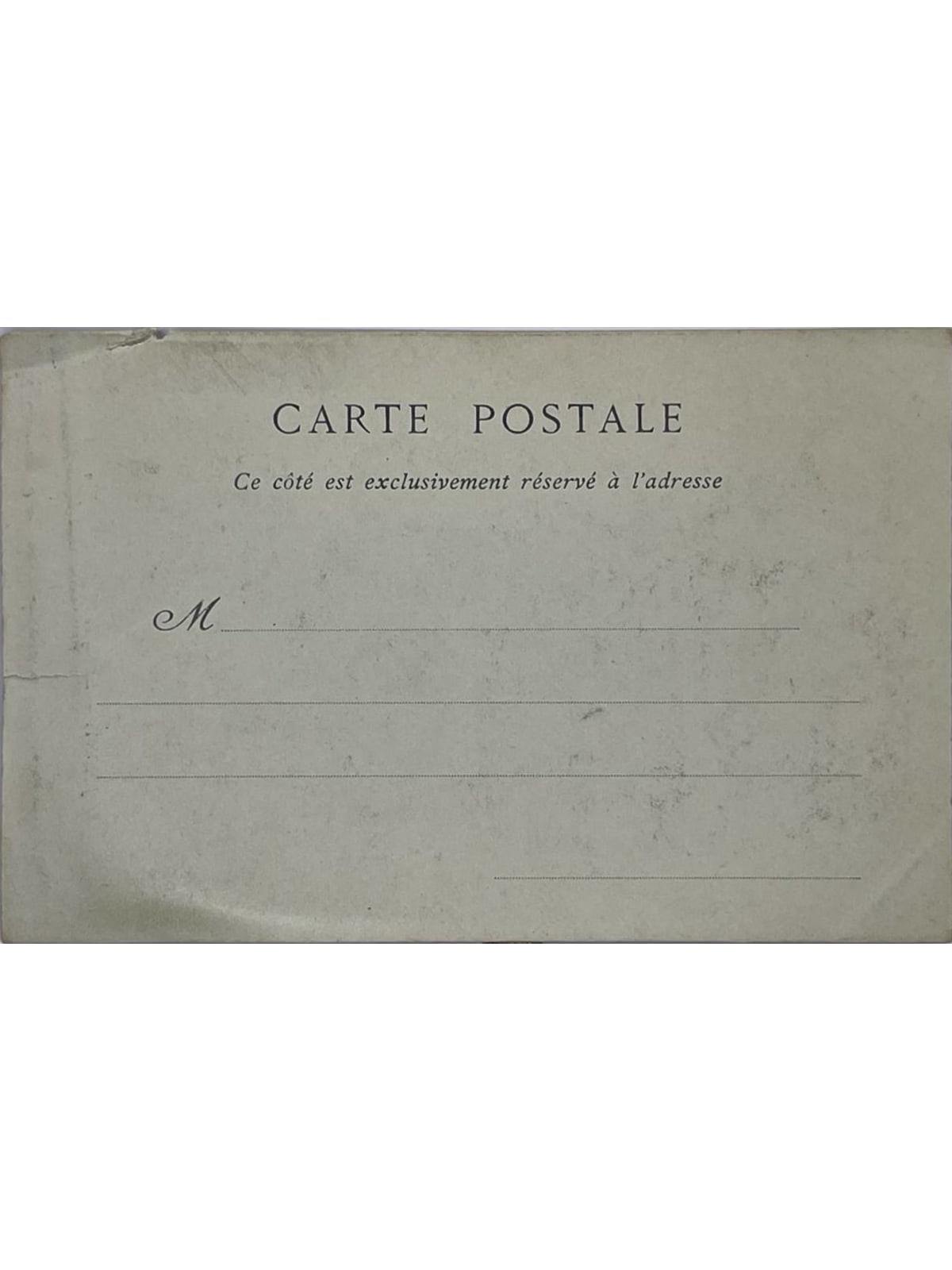 Verso de la carte postale