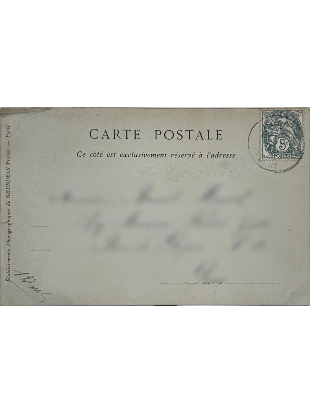 Verso de la carte postale