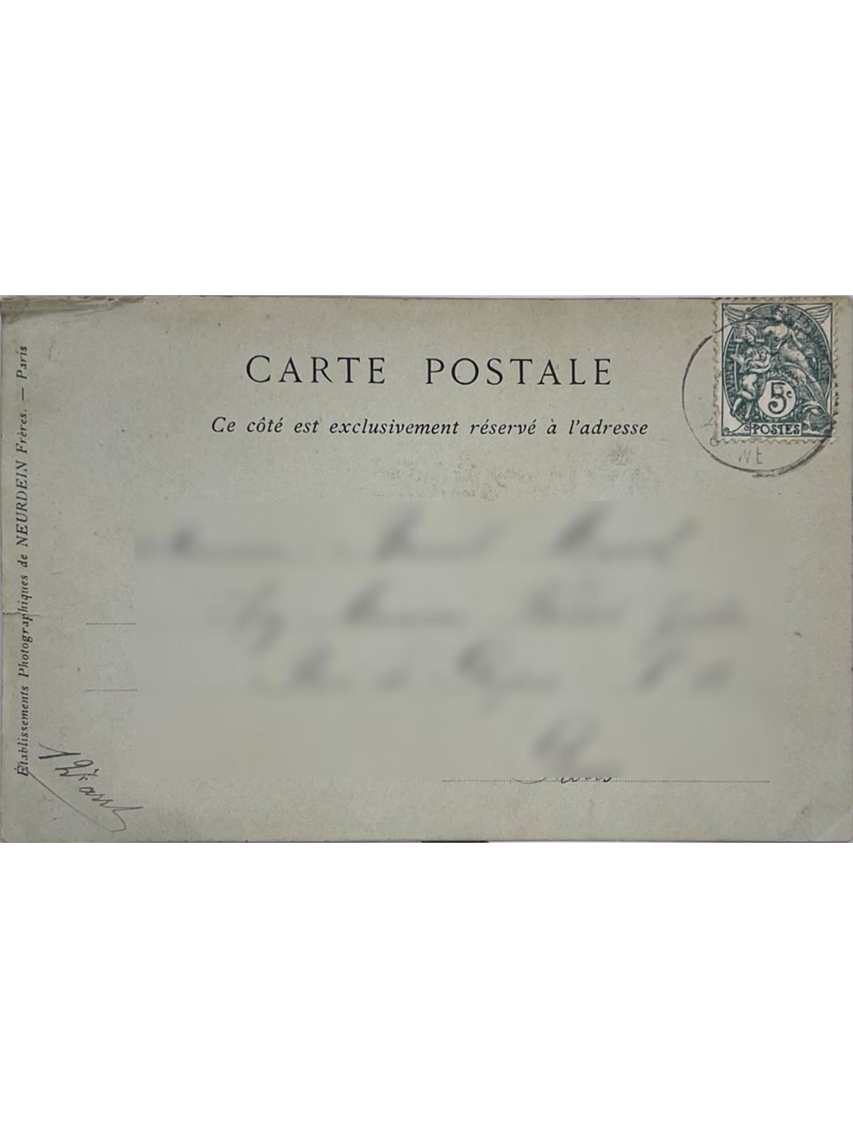 Verso de la carte postale