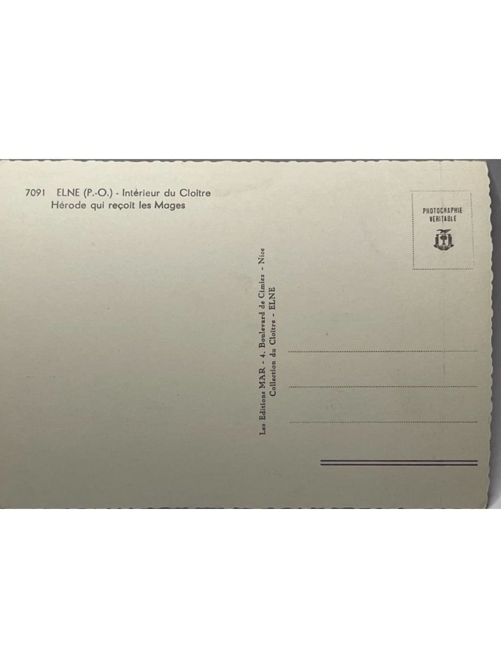 Verso de la carte postale