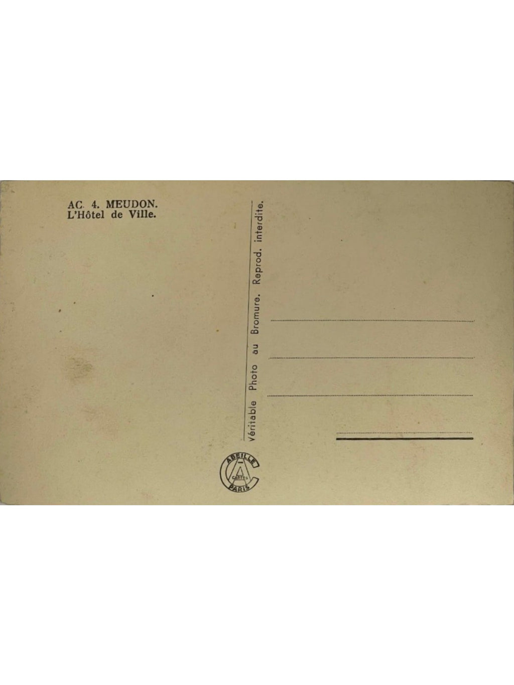 Verso de la carte postale