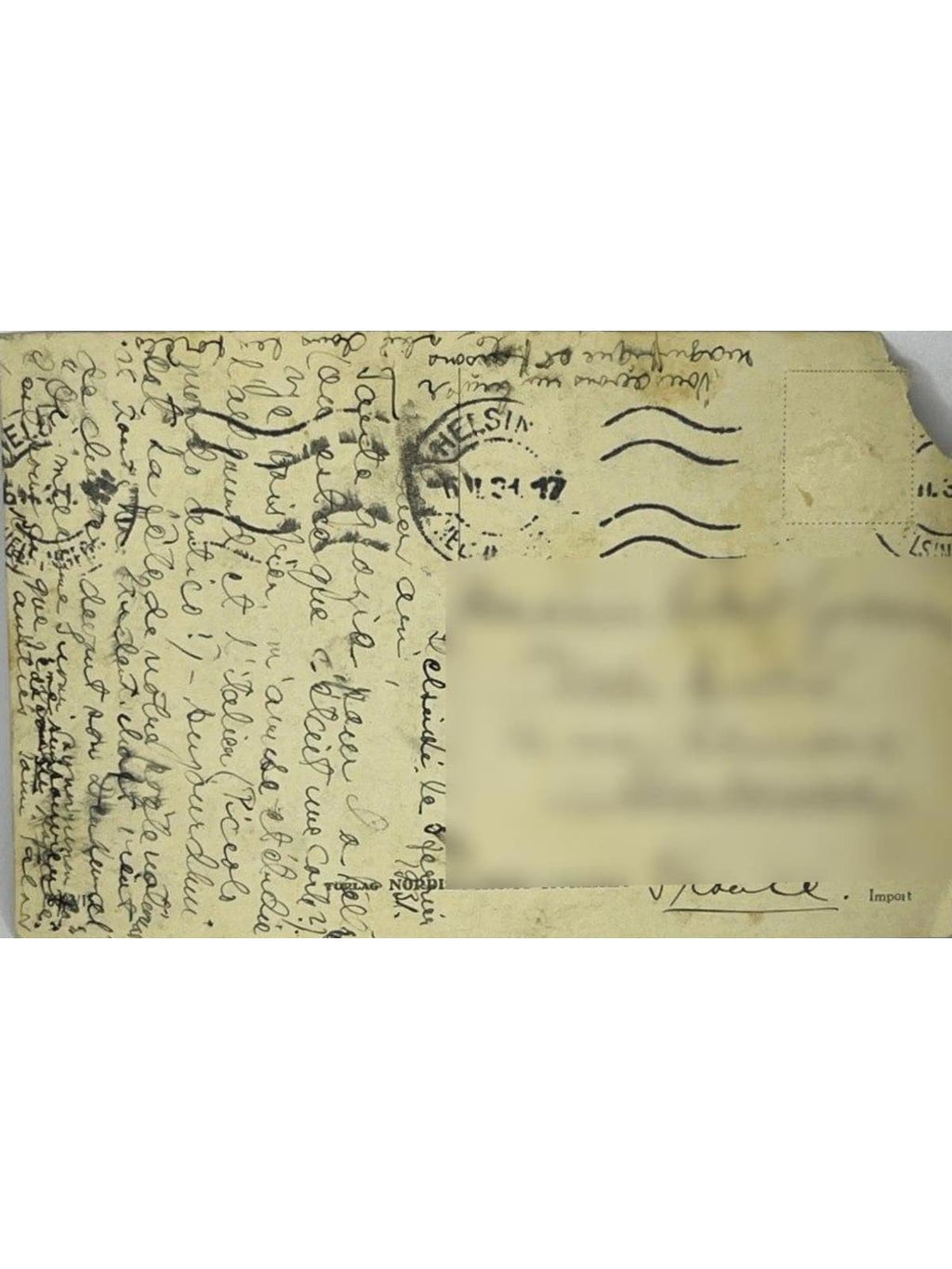 Verso de la carte postale