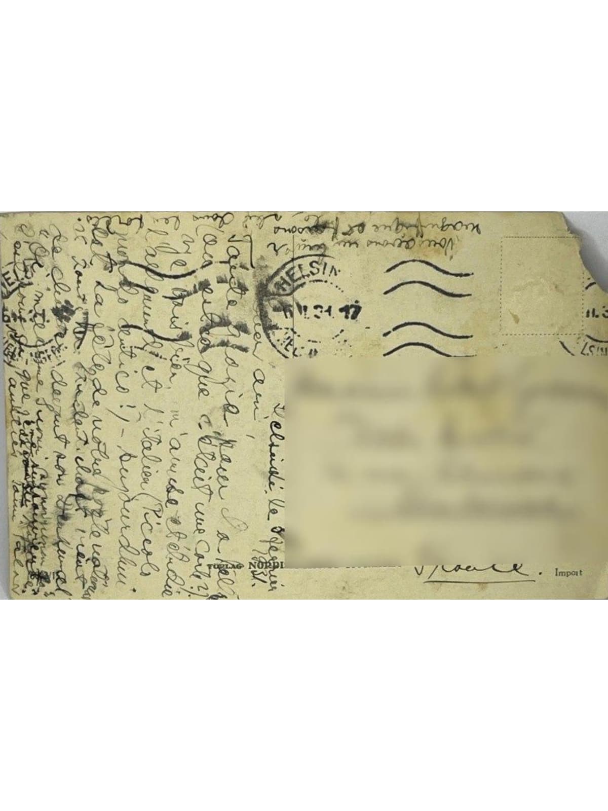 Verso de la carte postale