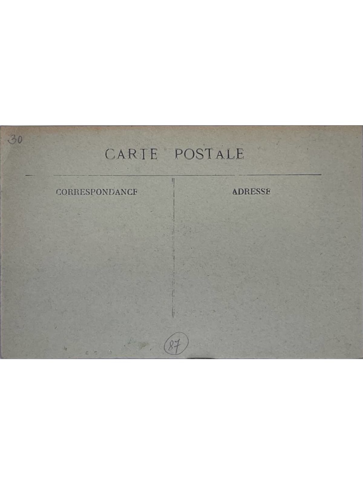 Verso de la carte postale