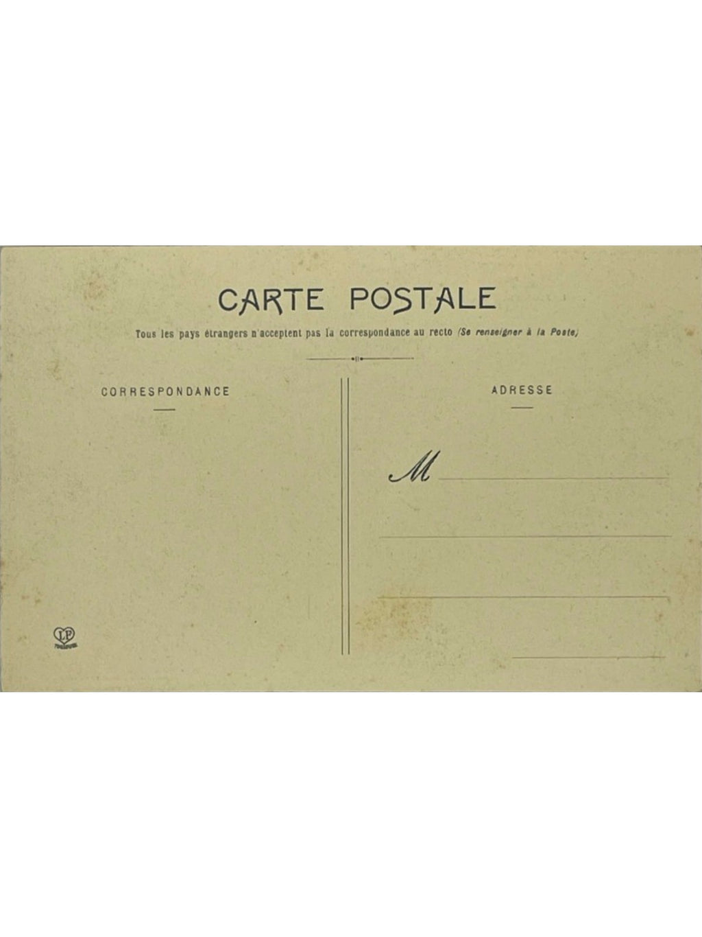 Verso de la carte postale