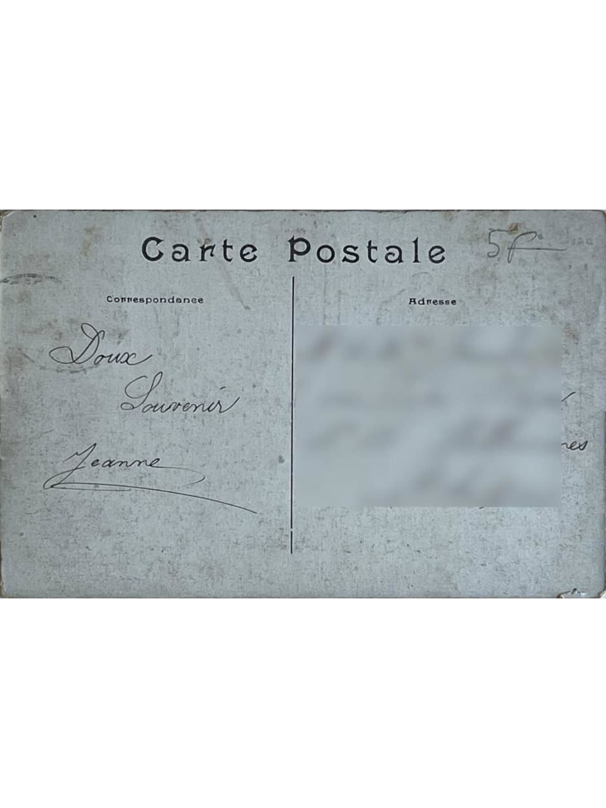 Verso de la carte postale