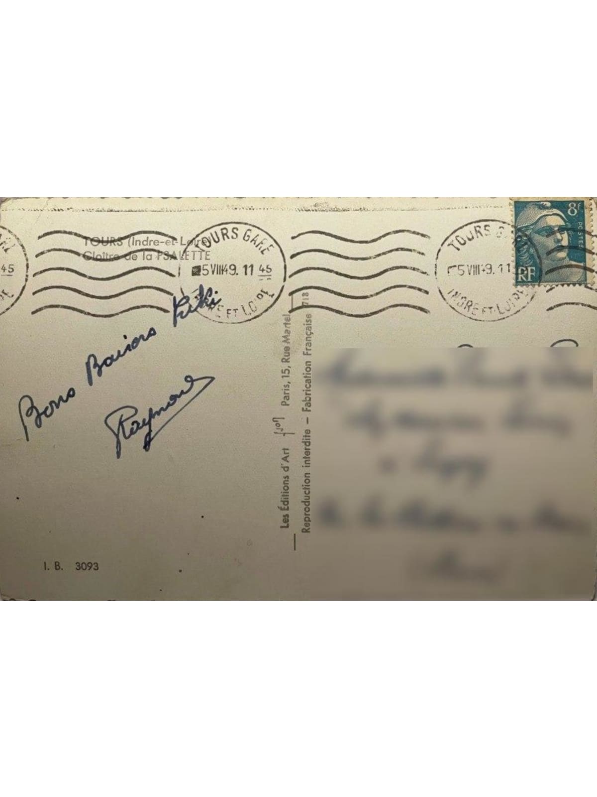 Verso de la carte postale
