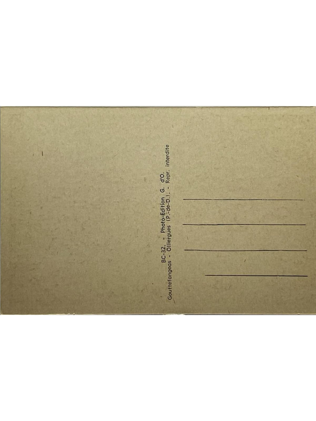 Verso de la carte postale
