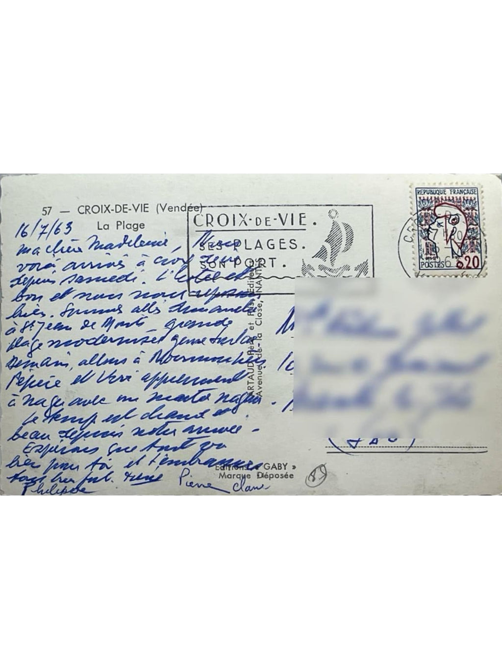 Verso de la carte postale
