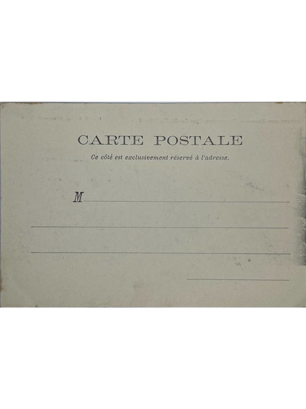 Verso de la carte postale