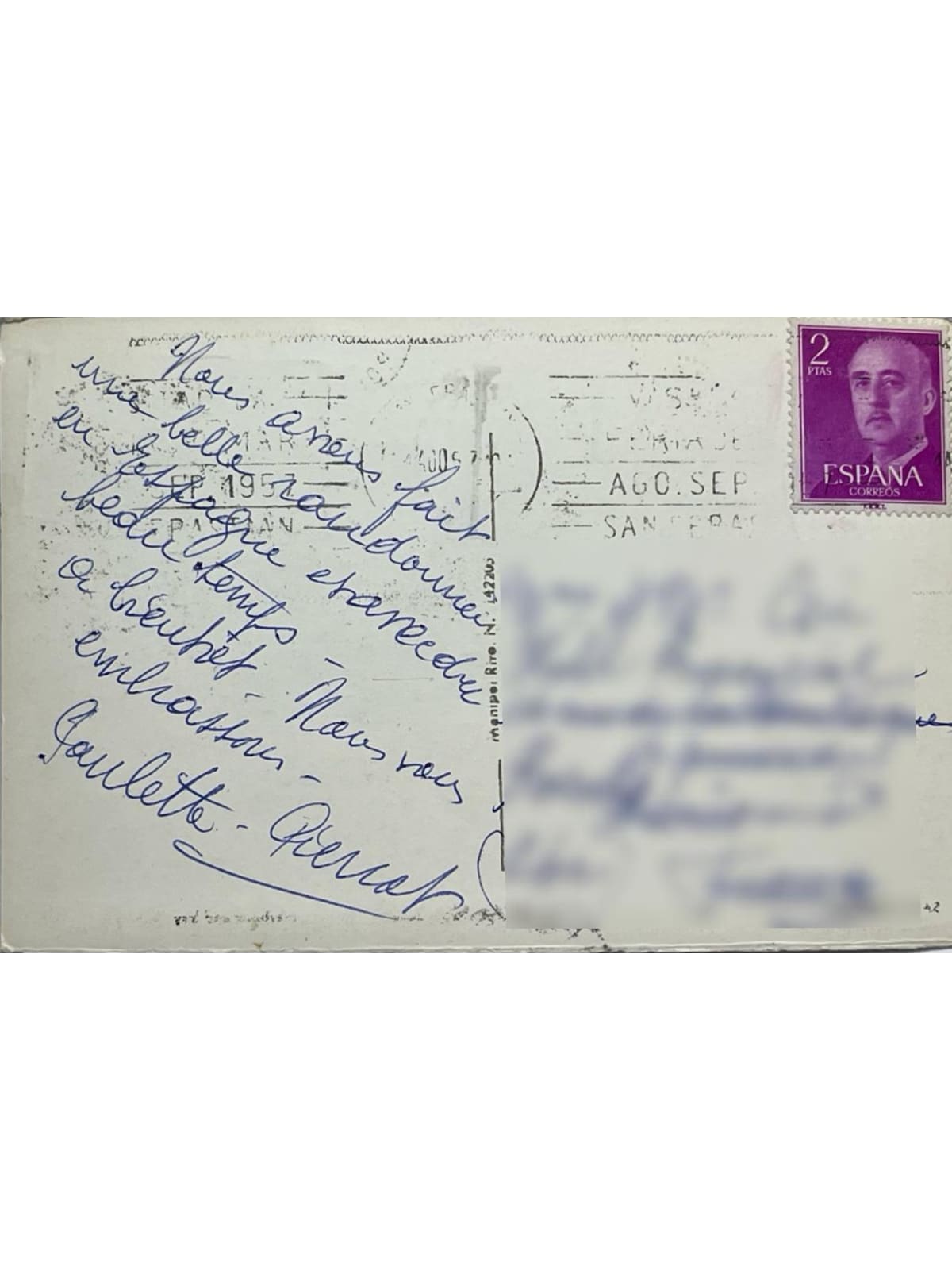 Verso de la carte postale