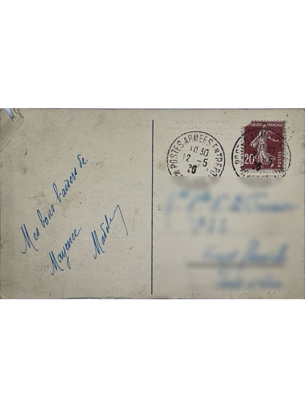 Verso de la carte postale