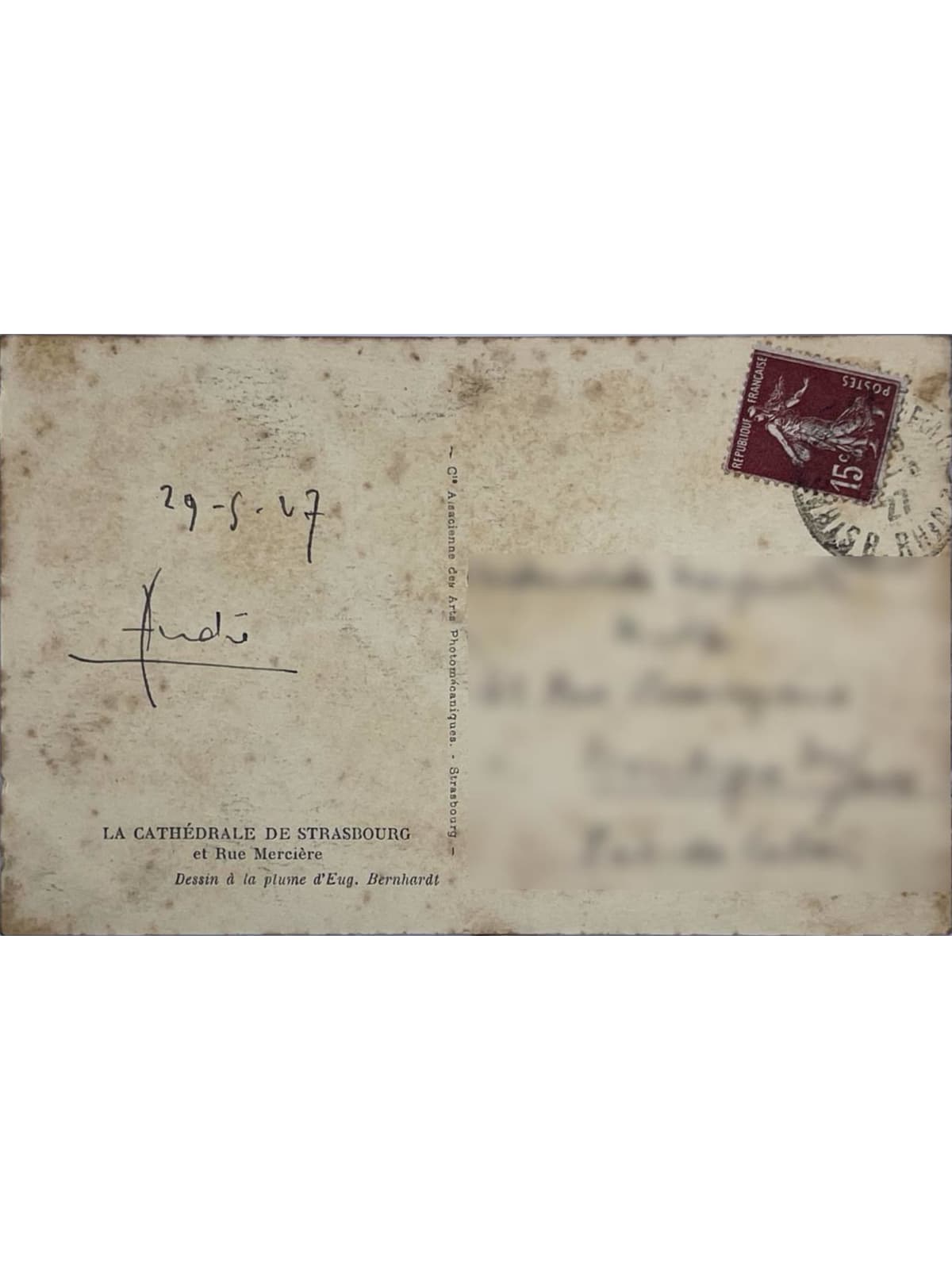 Verso de la carte postale