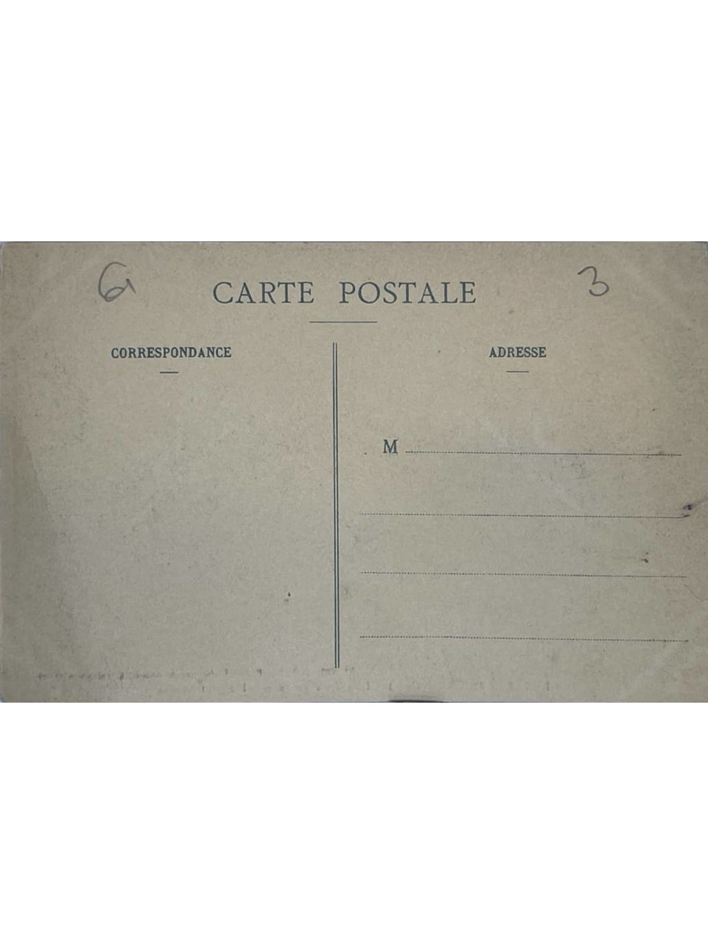 Verso de la carte postale