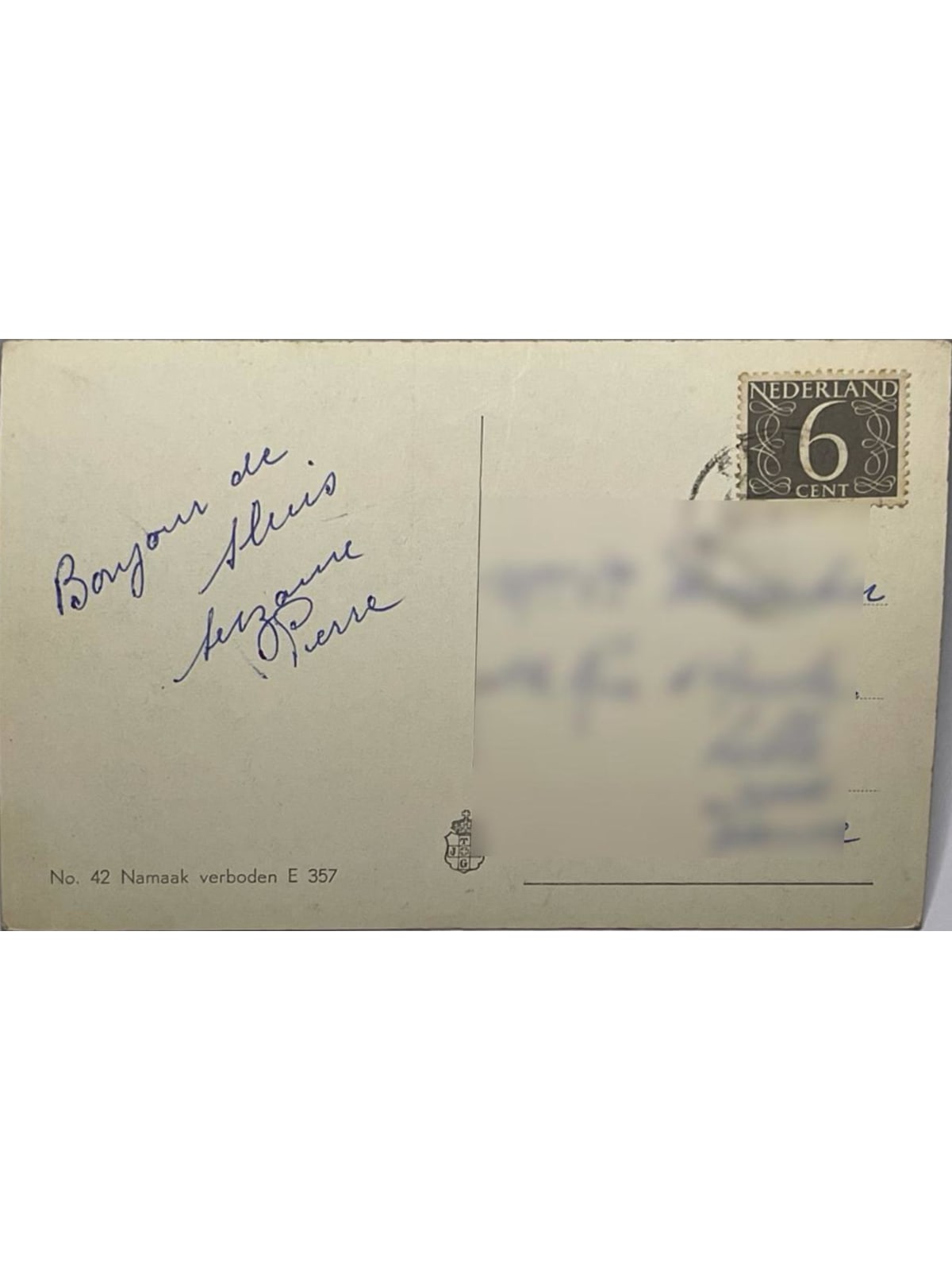 Verso de la carte postale