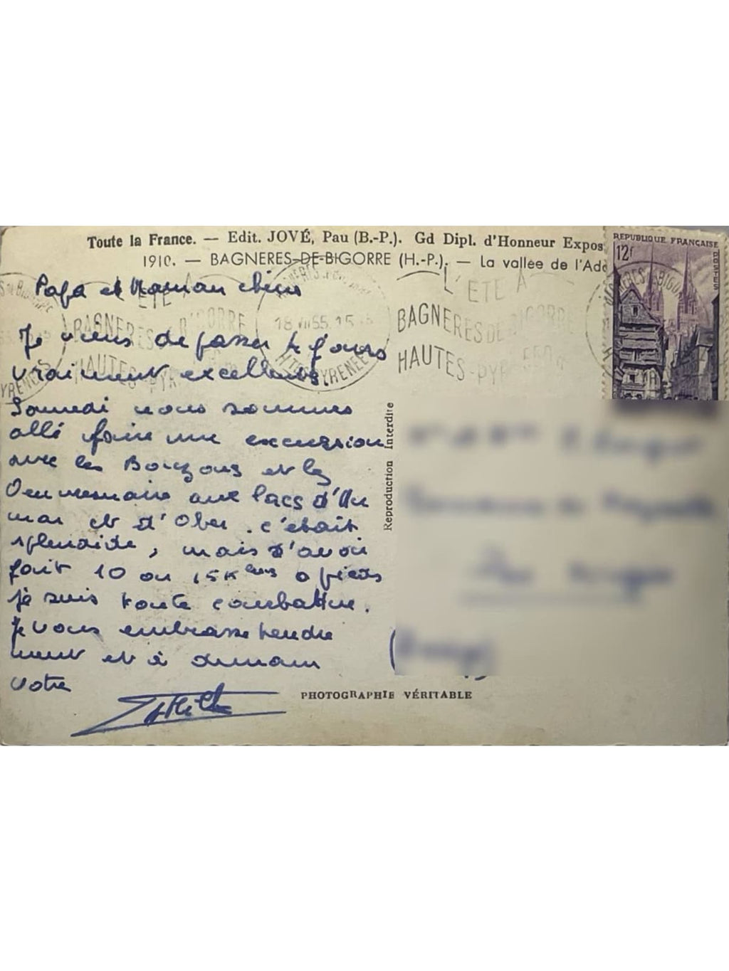 Verso de la carte postale