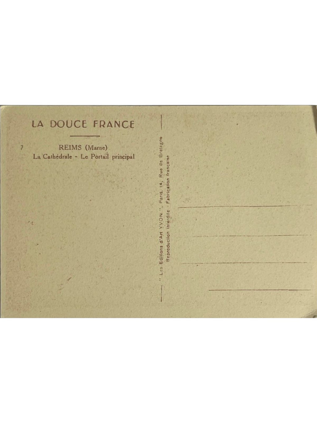 Verso de la carte postale